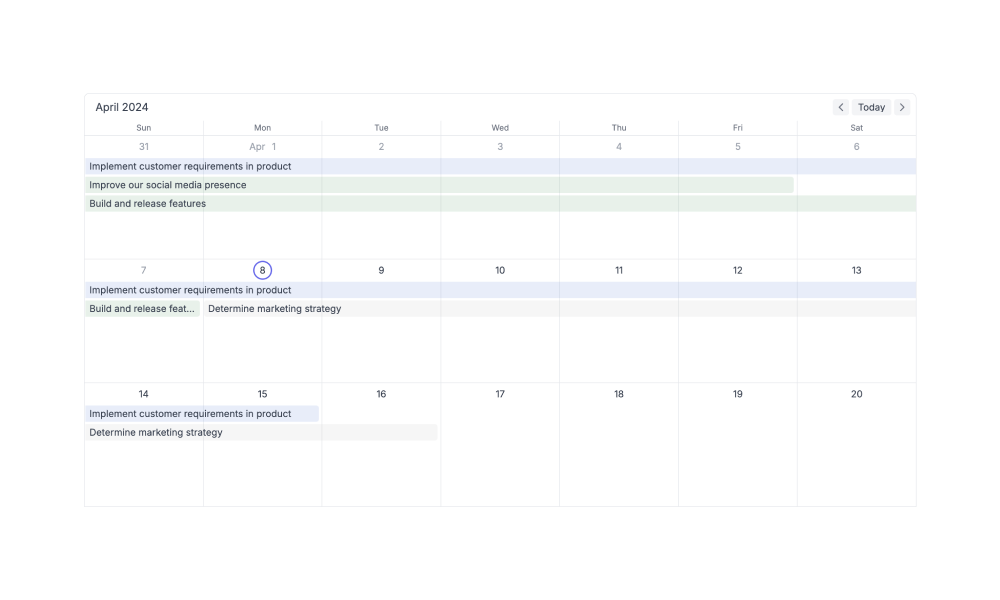 Dart Calendar layout feature screenshot